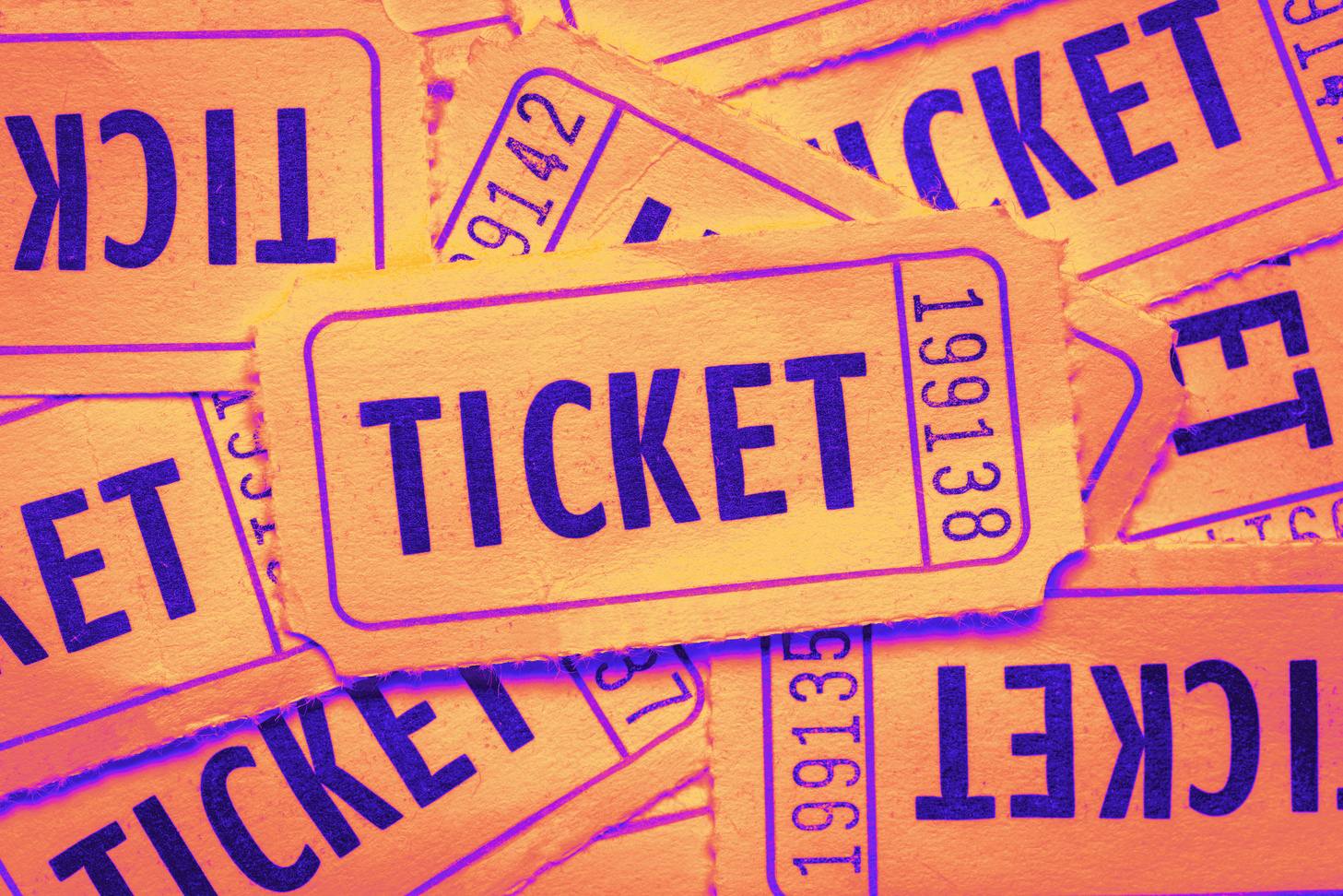 A collection of colourful raffle tickets